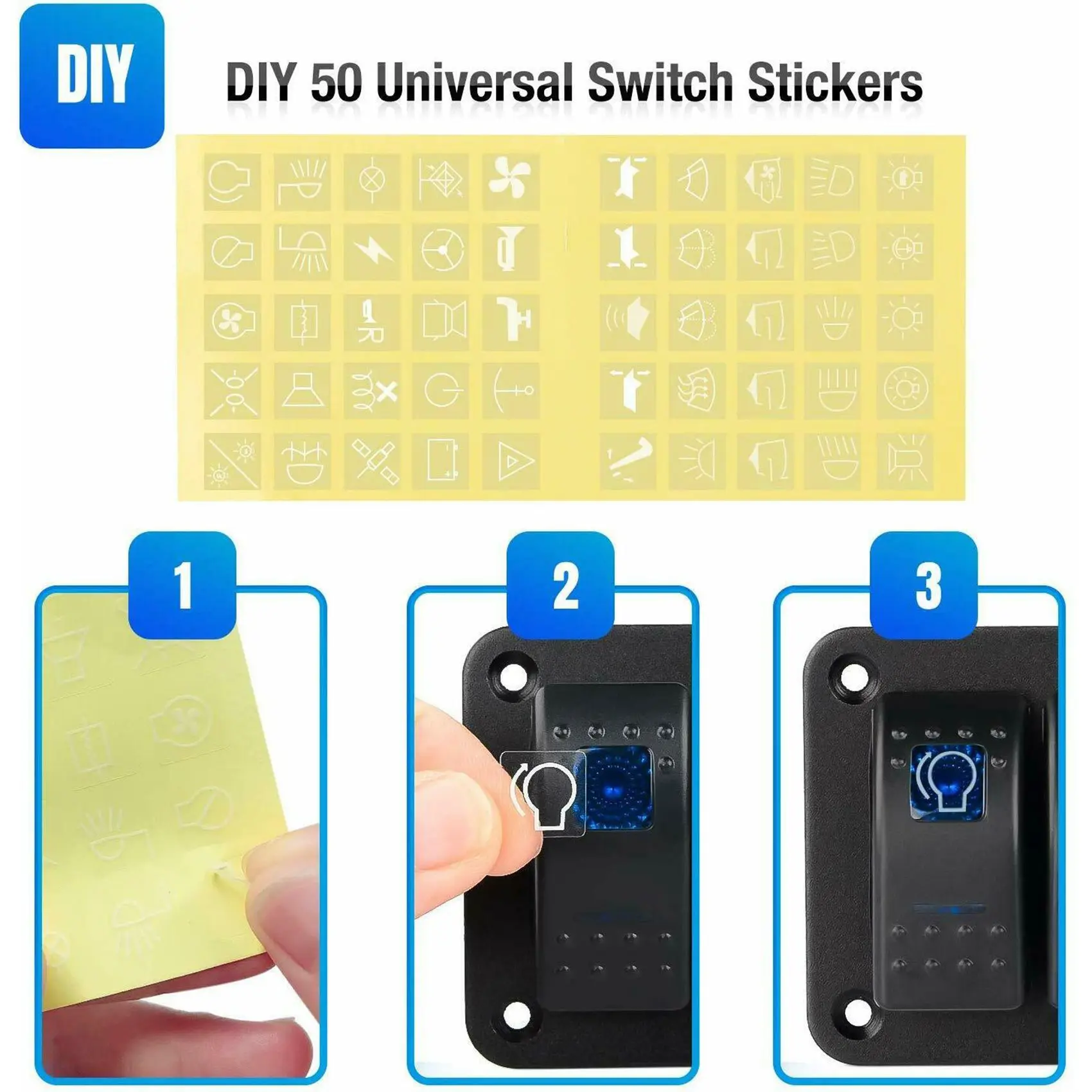A02Q-3 Gang Aluminum Panel Toggle Dash 5 Pin ON/Off Pre-Wired Rocker Switch For Automotive Car Marine Boat