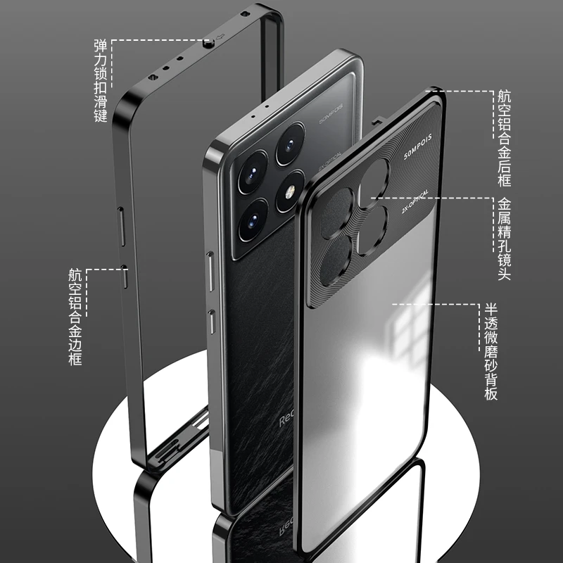 For POCO X6 Pro Case Aluminium Alloy Metal Frame Phone Case For