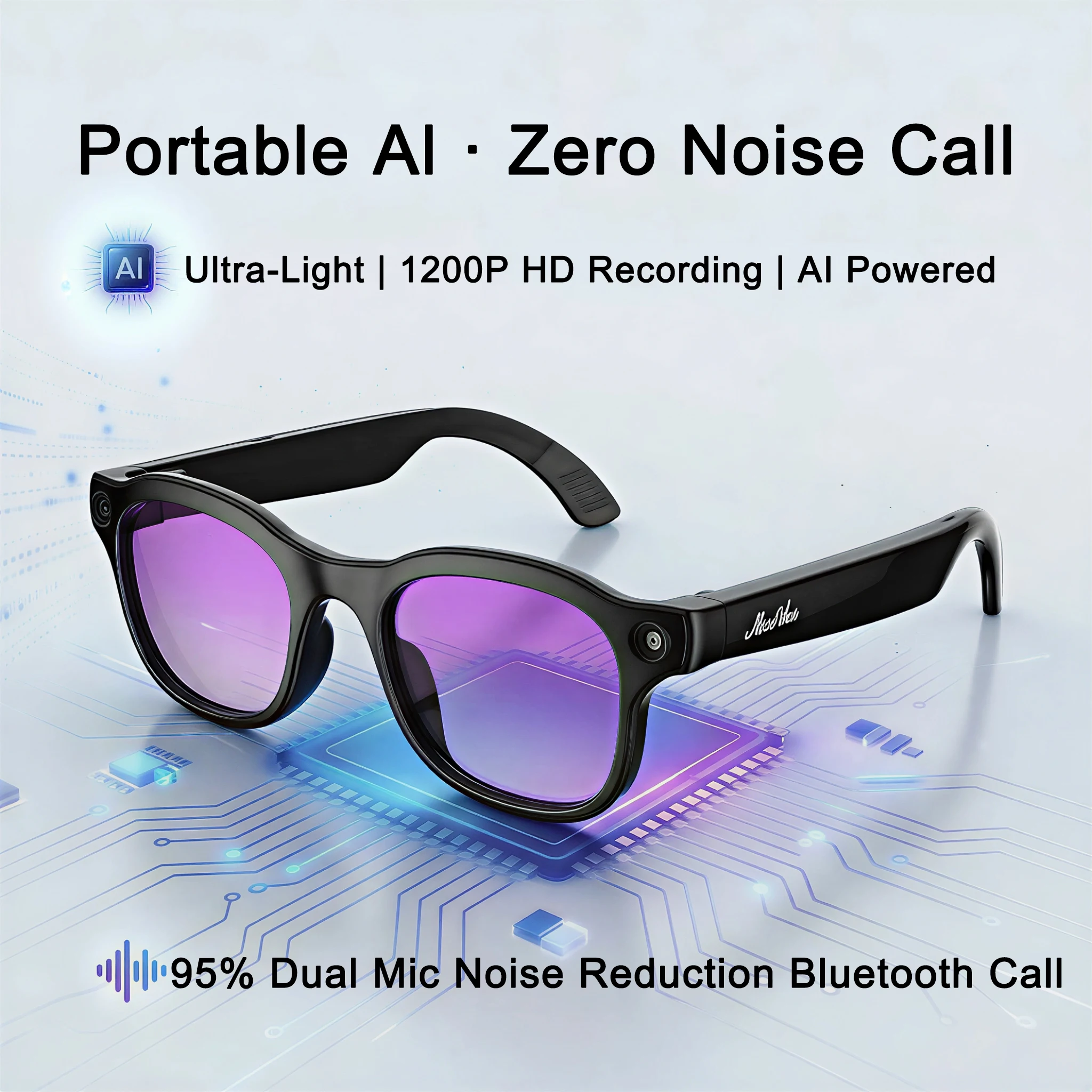 New 44g Ultra-Light Smart Glasses For All Driving AI Voice 13MP HD Video Bluetooth Noise Reduction Call Recording Glasses