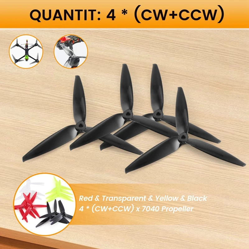 4 Packs 7040 7X4X3-Blade Pc Propeller Cw Ccw Voor Rc Fpv Freestyle 7Inch Long Range Lr7 Drones Diy Onderdelen