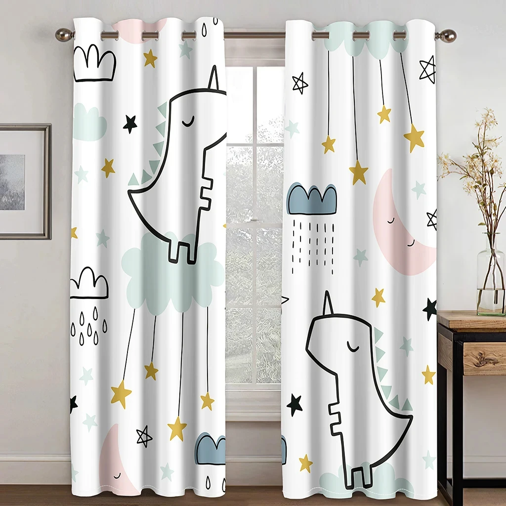 Cartoon Boys Lovely Dinosaur Curtains Colorful Safari Wildlife Funny Animal Child Dinosaur Curtains for Kids Bedroom Living Room