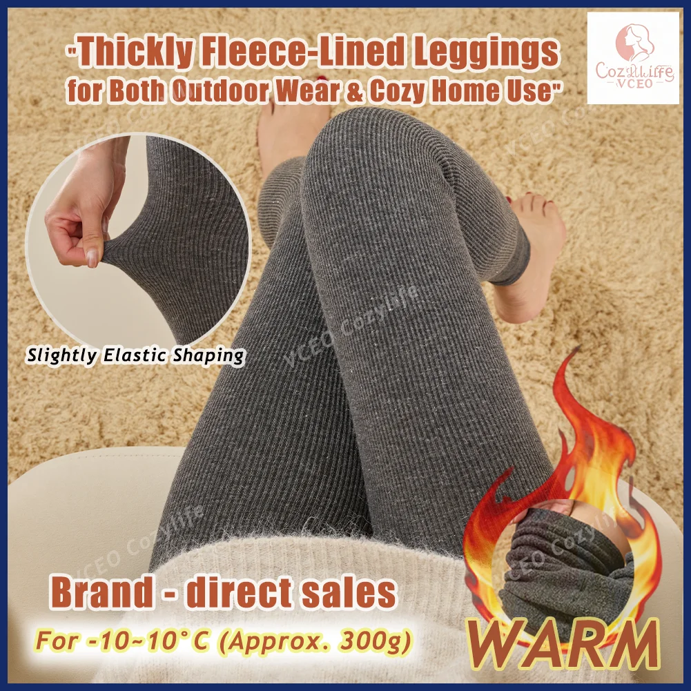 Warm fleece - padded leggings Warm thermal leggings Heavyweight 300g Fleece for Ultimate Warmth High - waisted warm leggings