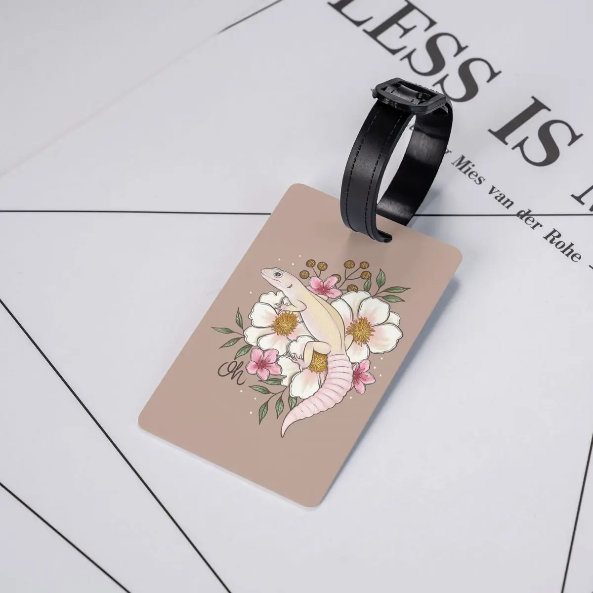 

Бирка для багажа с изображением леопардового геккона Мерфи без узоров, с цветочным принтом, для чемодана, дорожной сумки, багажа, с именной надписью, адресом и идентификатором