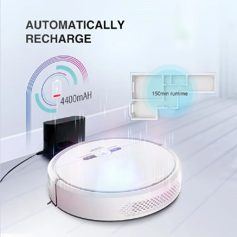 เครื่องดูดฝุ่นหุ่นยนต์3600PA สมาร์ทรีโมทแอปควบคุมทำความสะอาดไร้สายนำทางพื้นที่บนแผนที่เครื่องกวาดหุ่นยนต์