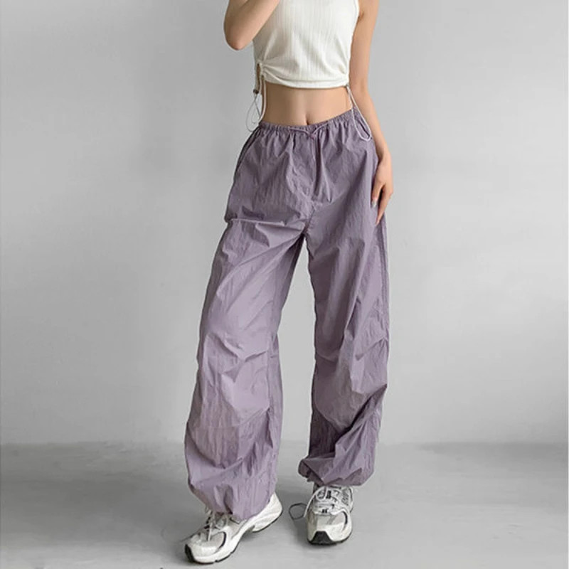 

Deeptown Y2k Oversize Harajuku Woman Pants Sports Jogging Wide Leg Korean Fashion Thin Cargo Trousers America Streetwear Jogger