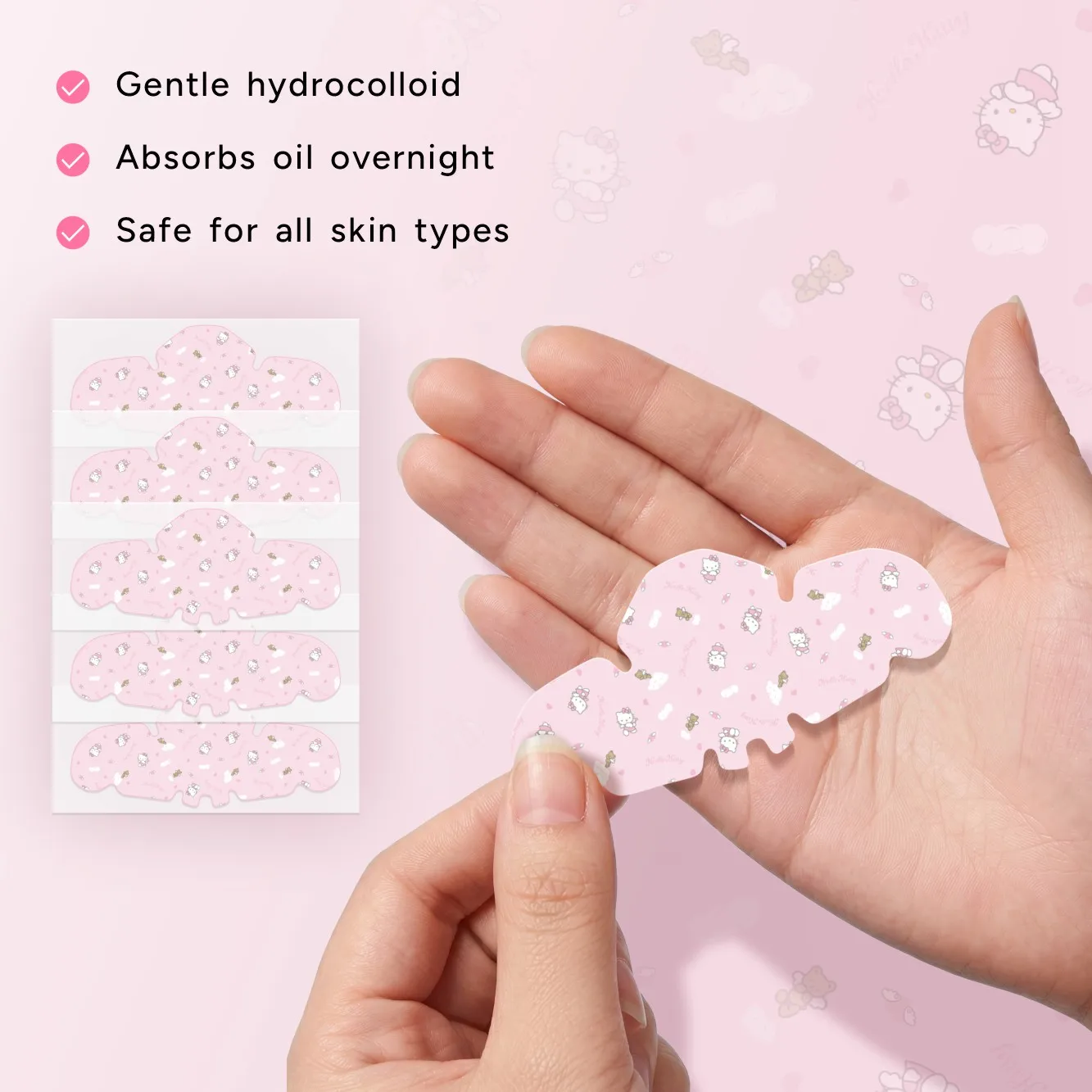 10pcs Cute Hello Kitty Blackhead Remover Strips - Non-Irritating Pore Cleansing Strips