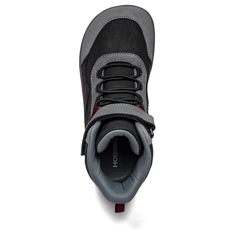 أحذية HOBIBEAR للأطفال متوسطة القدم كبيرة/أطفال صندوق بمقدمة واسعة بدون قطرة من الجلد الاصطناعي أحذية خارجية بحلقة خطافية