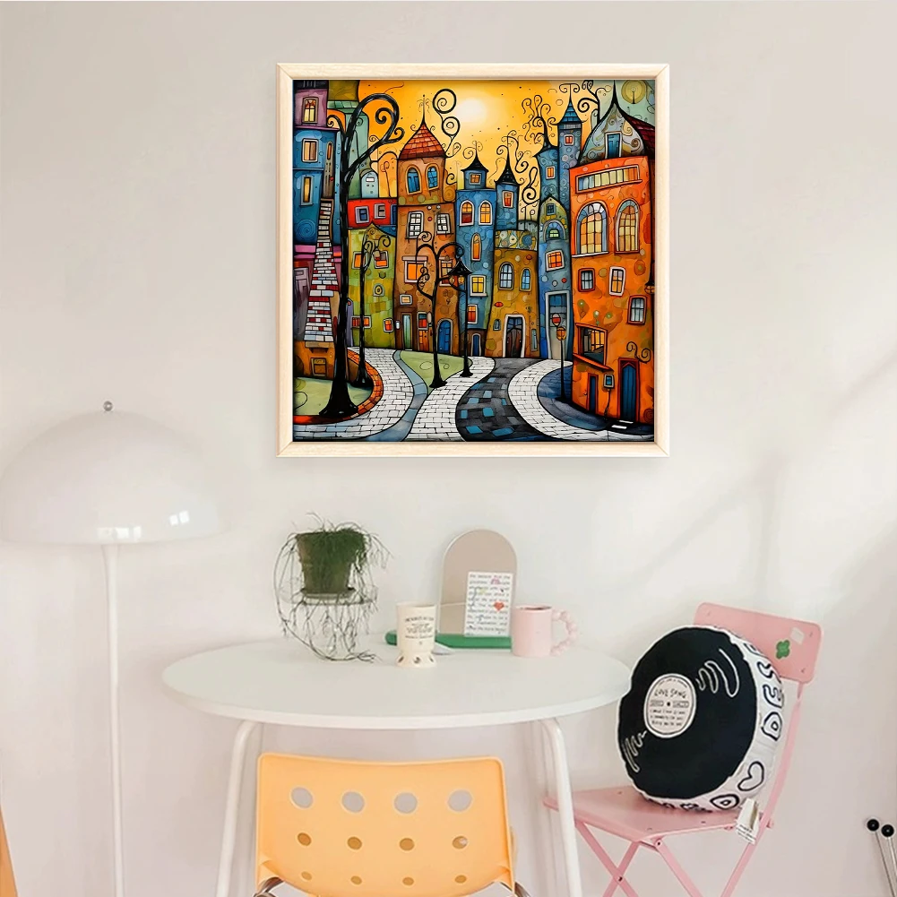 Full Embroidery cotton Thread 14CT Counted Houses Cross Stitch Kit40x40cm