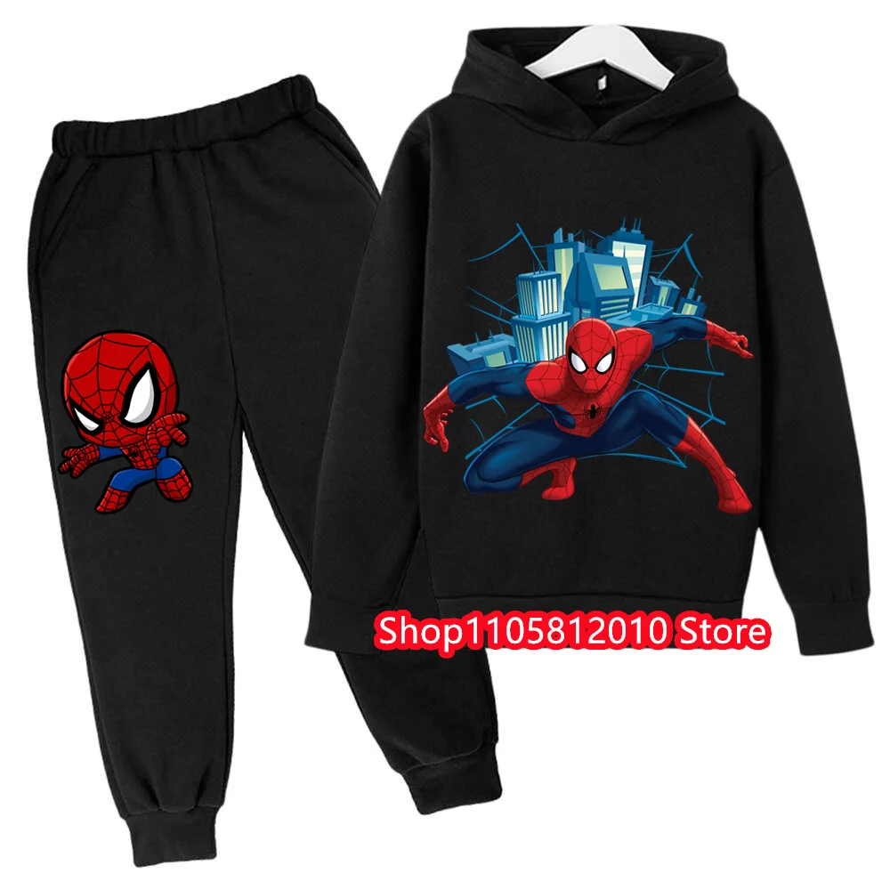 Cute Cartoon Spider Print Tracksuit for Kids, Boys Hoodie & Jogger Pants Outfit Set, Soft Fabric for Daily & Outdoor Wear
