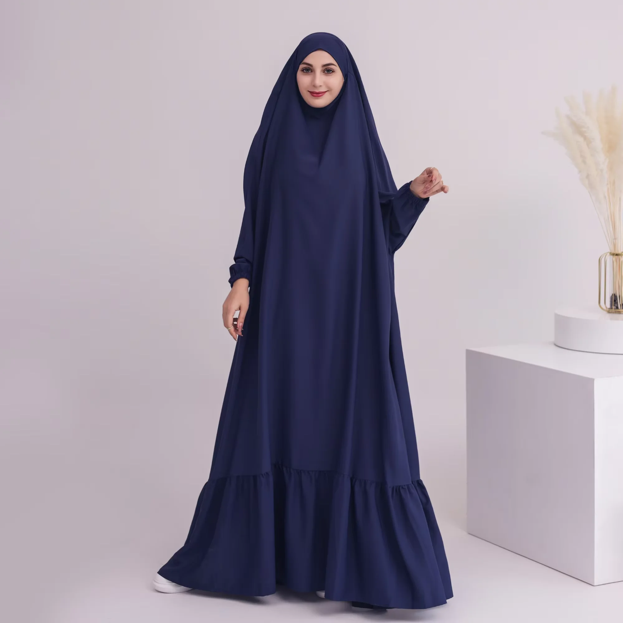 

Long Khimar Abaya Eid Djellaba Hooded Muslim Dress Women Turkey Ramadan Kaftan Prayer Garment Islam Arabic Robe Kebaya Clothing