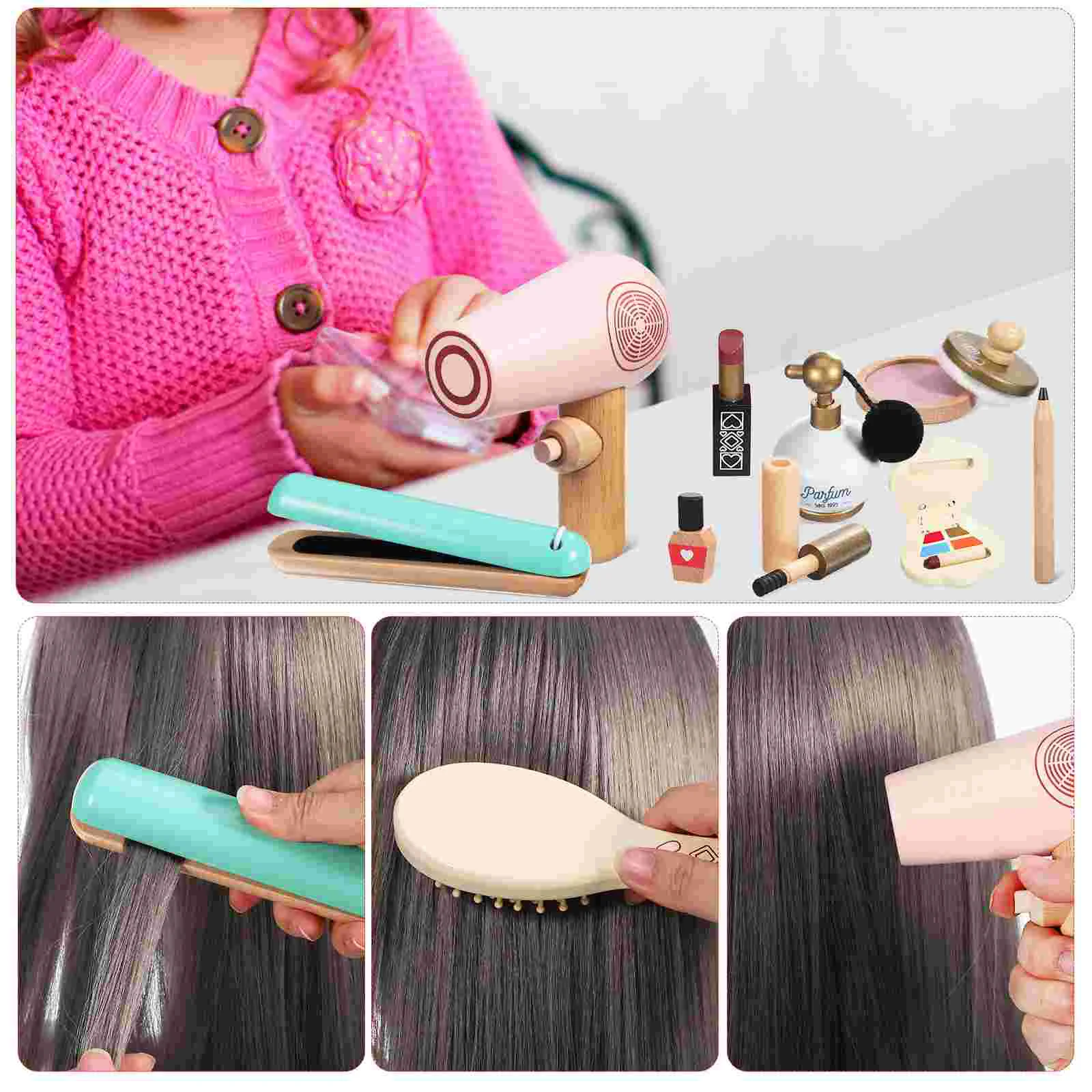 Ensemble de maquillage en bois pour enfants, kit pour enfants, salon de simulation, jouets pour filles, petit jeu pour tout-petits