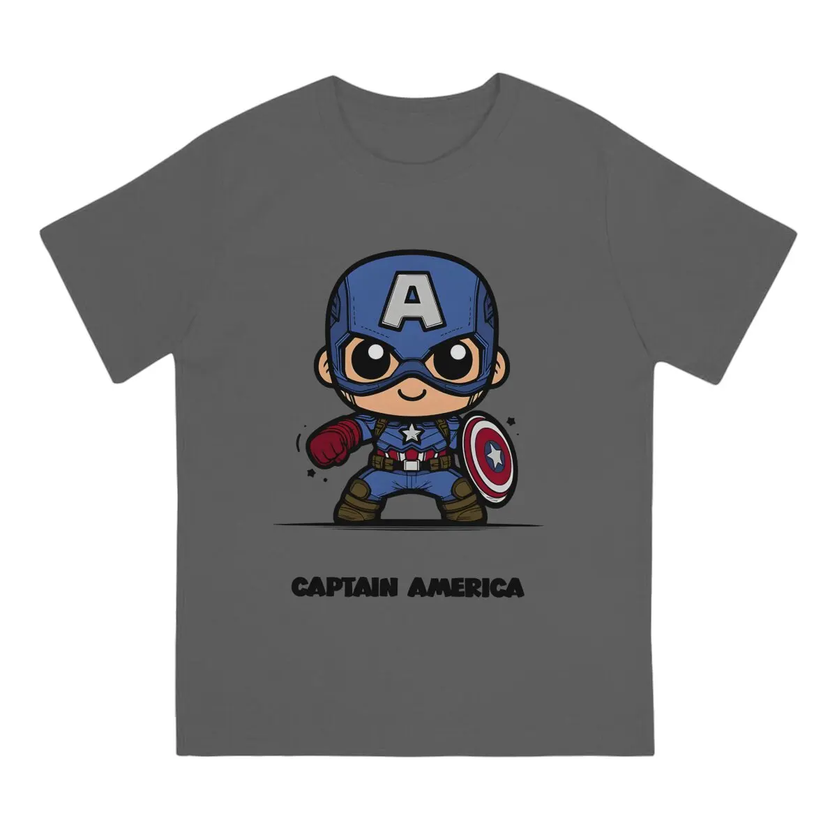 Captain America Sticker_1 T Shirts Men Cotton Leisure T-Shirts Round Neck Marvel Captain America Tees Short Sleeve Tops Graphic