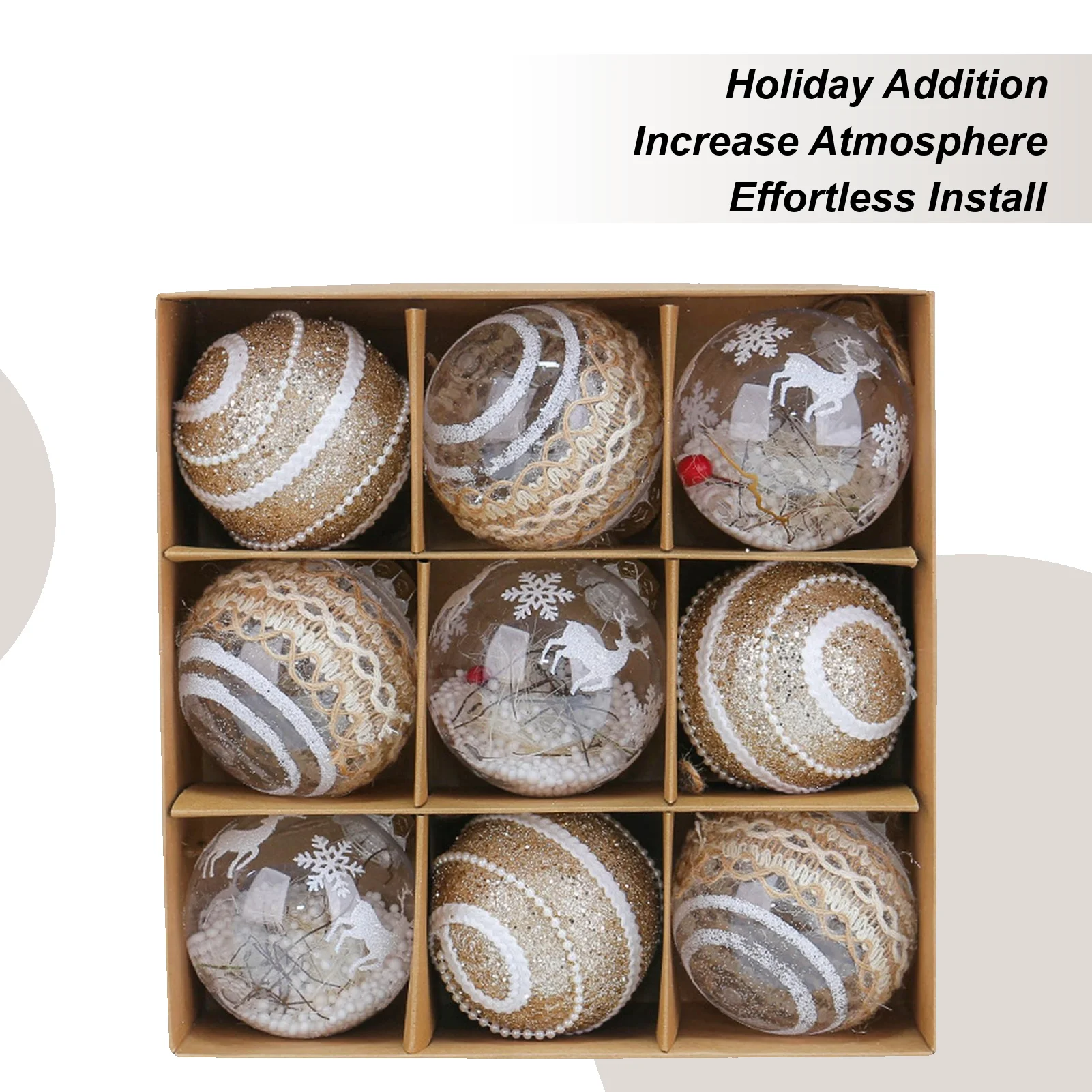 

Рождественские елочные шары, украшения, 9 шт., сезонные подвески, елочные украшения для дома, школы, ресторана, торгового центра