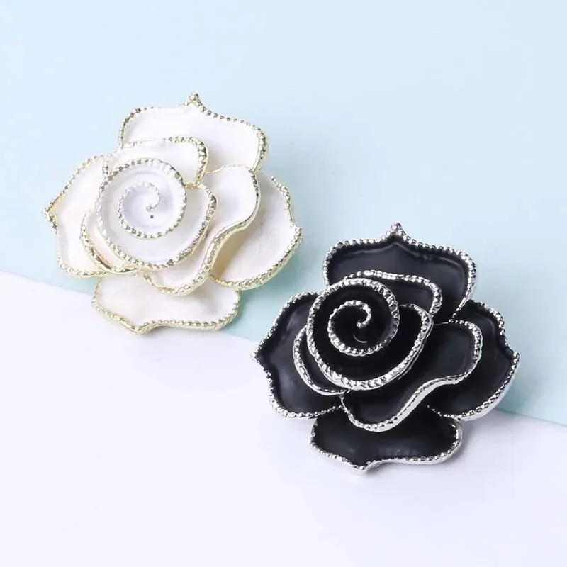 Rhinestone Camellia Brooches for Women Unisex Enamel Flower Design Plant Pins Office Party Friend Gifts Jewelry Accessories