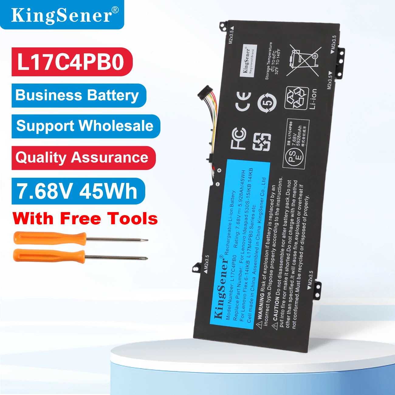 

Аккумулятор KingSener L17C4PB0 для ноутбука Lenovo Xiaoxin Air 14ARR 14IKBR 15ARR 15IKBR Ideapad 530s-14IKB 530s-15IKB L17M4PB0 45WH