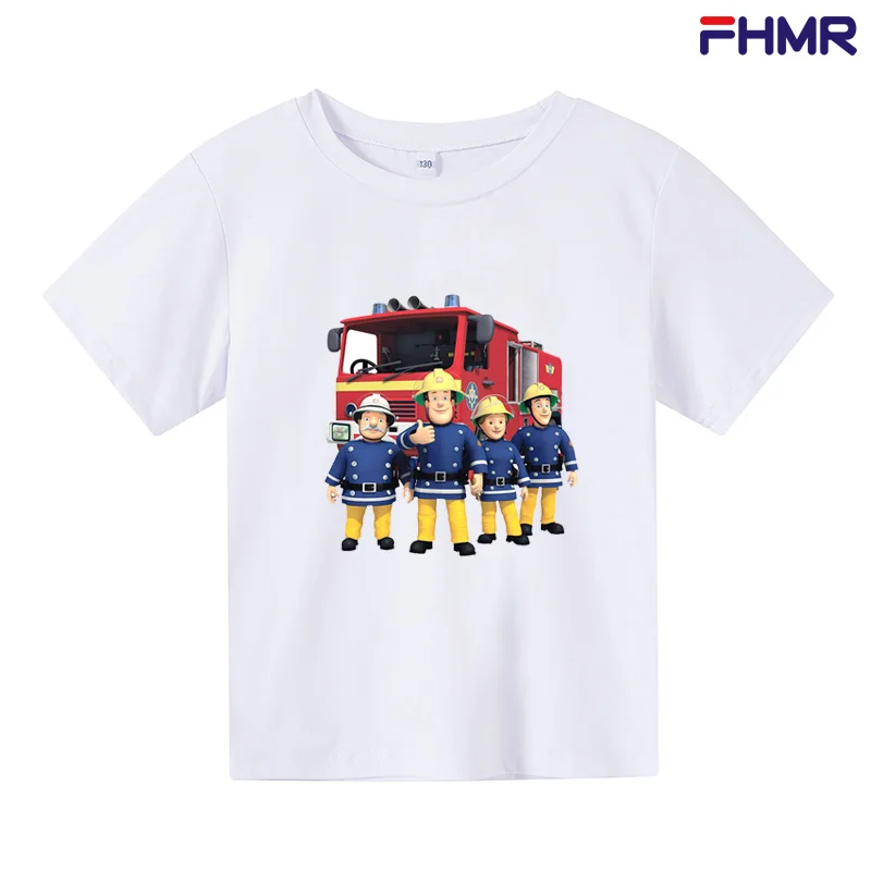 2024 summer new boys and girls Fireman Sam short sleeve T-shirt children's T-shirt boys' clothing Cosplay clothing