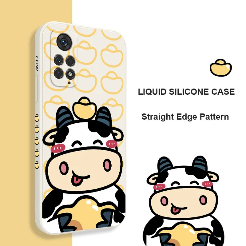 Gold Milk Cow Phone Case For Xiaomi Redmi Note 13 12 11 11S 11T 10 10A 10T 10S 9T 9 8 7 Pro Plus 10C 9A 9C 9T 4G 5G Cover