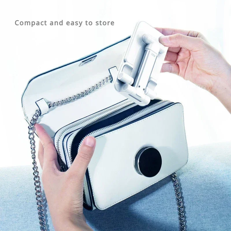 Desktop mobile phone holder makeup mirror design foldable storage lift adjustable height super stable universal phone stand