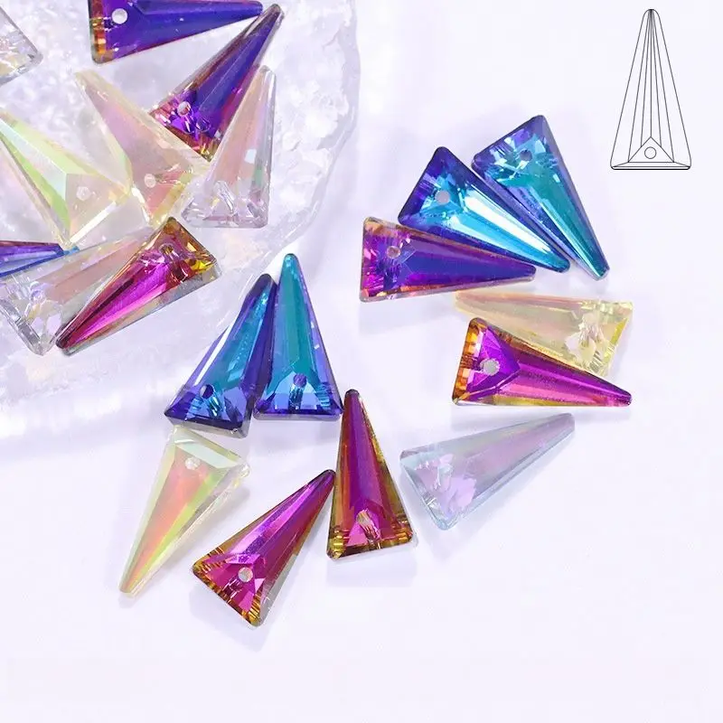 5PCS/Bag 10*20mm Spike Pendant Beads Crystal Glass Pendant For Loose Bead Jewelry Necklace Accessories