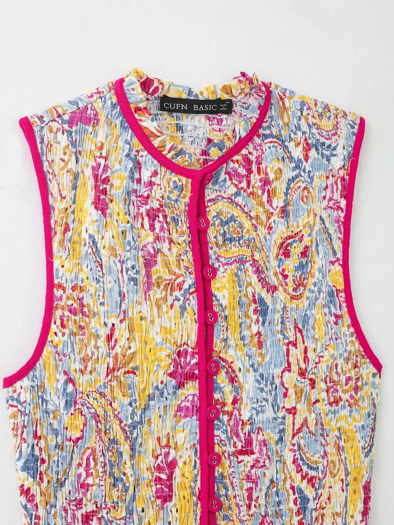 Damen Mode Blumendruck Ausgeschnittene Sets Sexy Ärmelloses O-Ausschnitt Knopf-Slim-Top+Lange Röcke Sommer Urlaub Neu 2-teilig – Detail 9