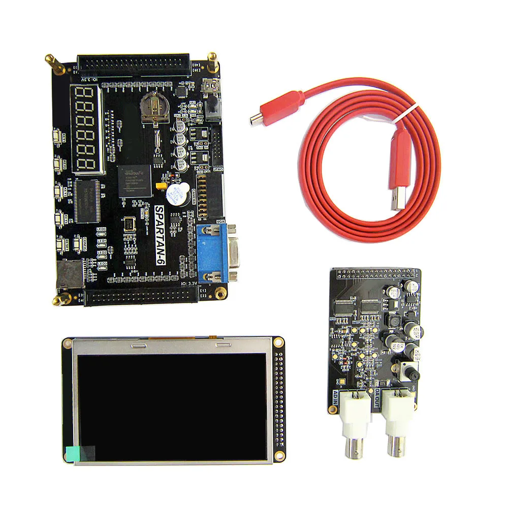 Educational Demo kit FPGA Development Board Spartan6 XC6SLX16 XC6SLX9 PCB + AD/DA +4.3 inch LCD + JTag USB Programmer Downloader