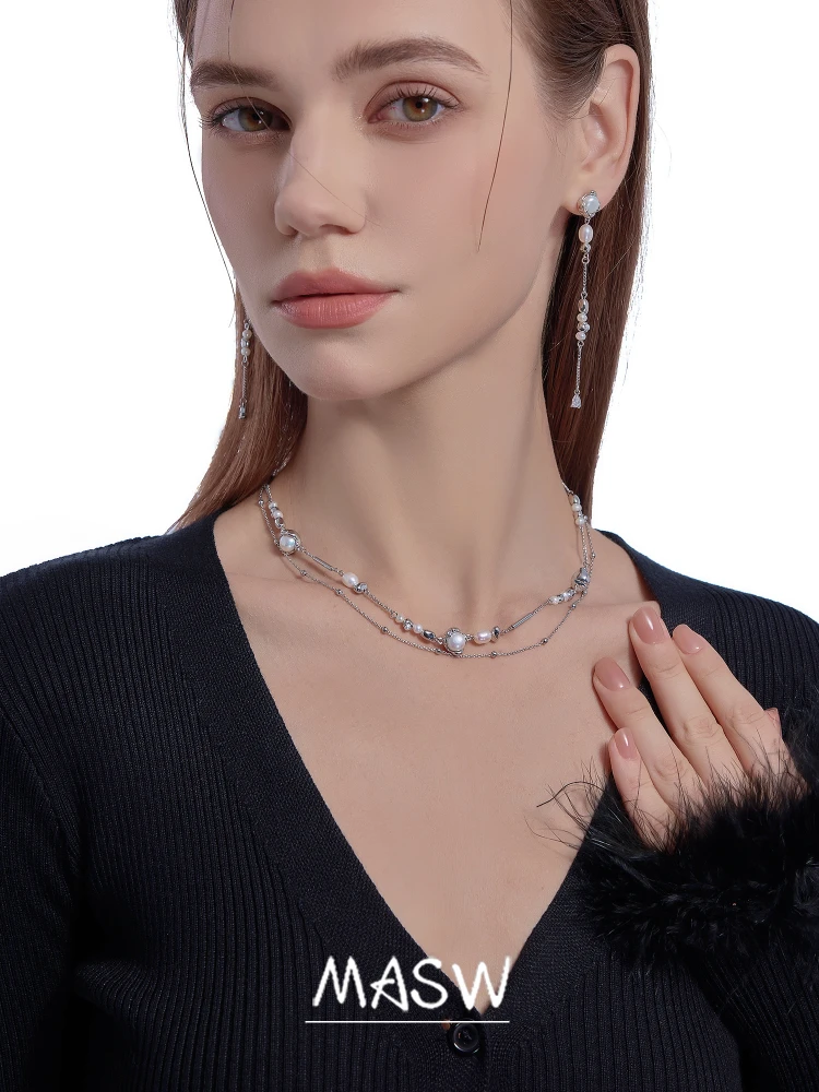 MASW Original Design Cool Cold Trend Natural Pearl Long Dangle Earrings For Women Girl Gift Fashion Jewelry Accessories