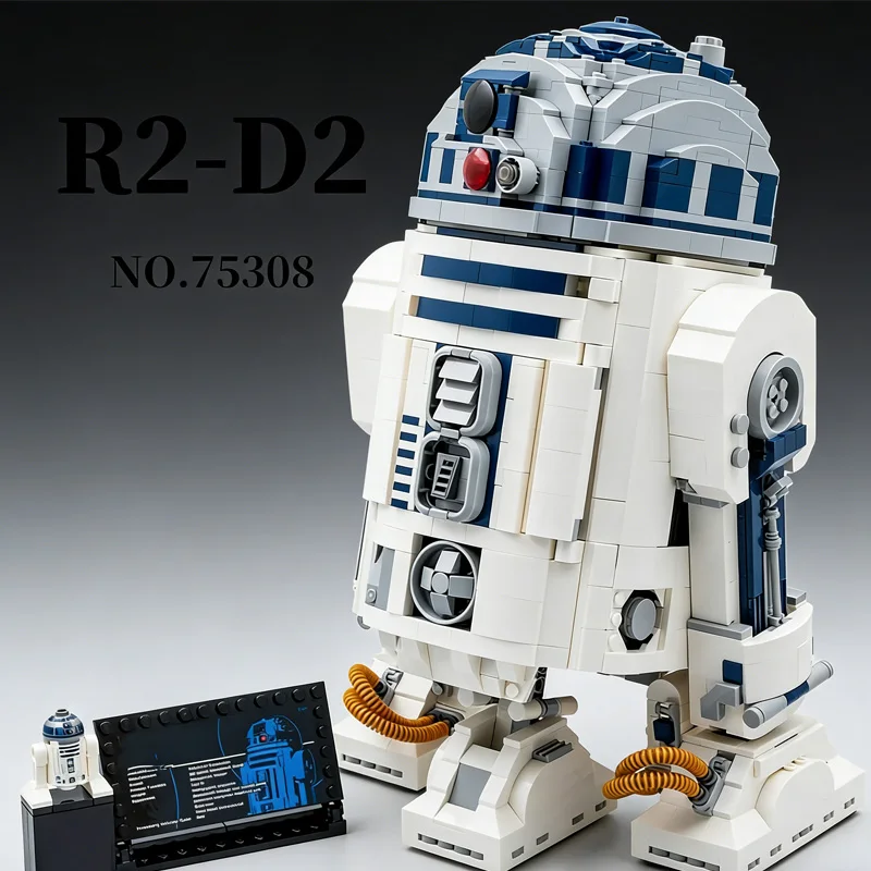 Quente 2314 pçs robô espaço união figuras moc 75308 r2d2 R2-D2 blocos de construção tijolos figuras adulto aniversário presentes natal