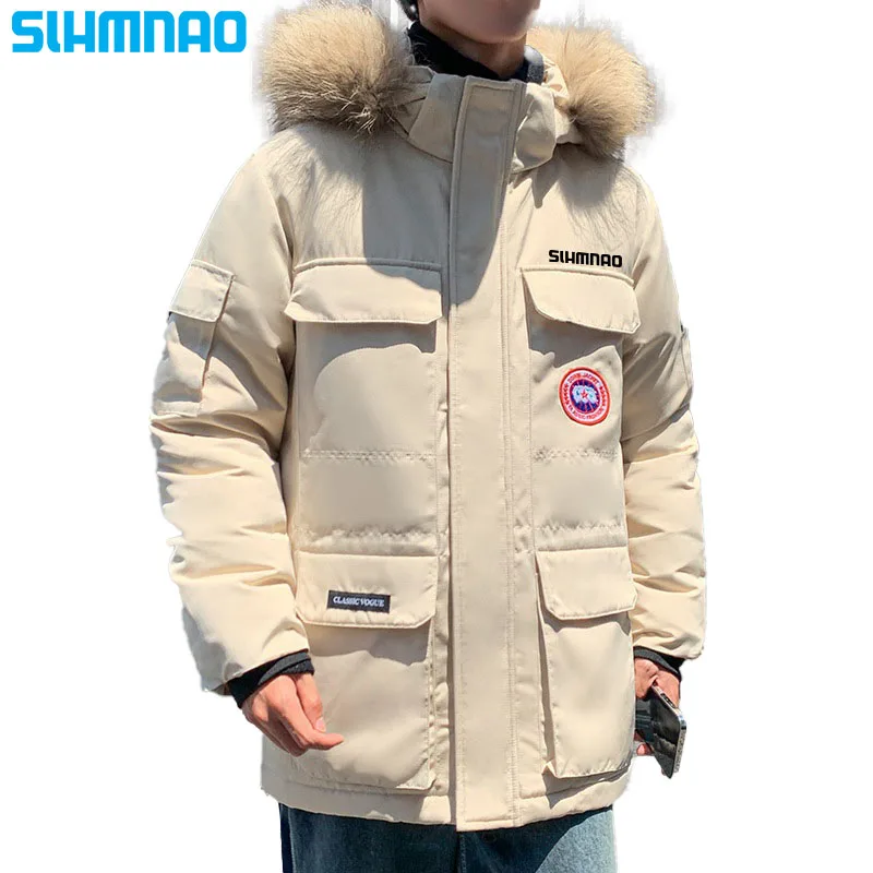 

Down jacket men's medium long 2025 winter fishing suit new cycling suit outdoor workwear couple thick goose down fishing jacket