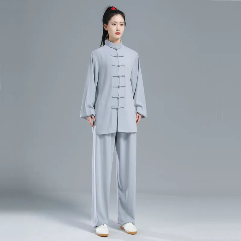 Donne cotone seta cinese Tai Chi Suit uomo Kung Fu Wushu arti marziali uniforme Wing Chun giacca pantalone abbigliamento per esercizi orientali