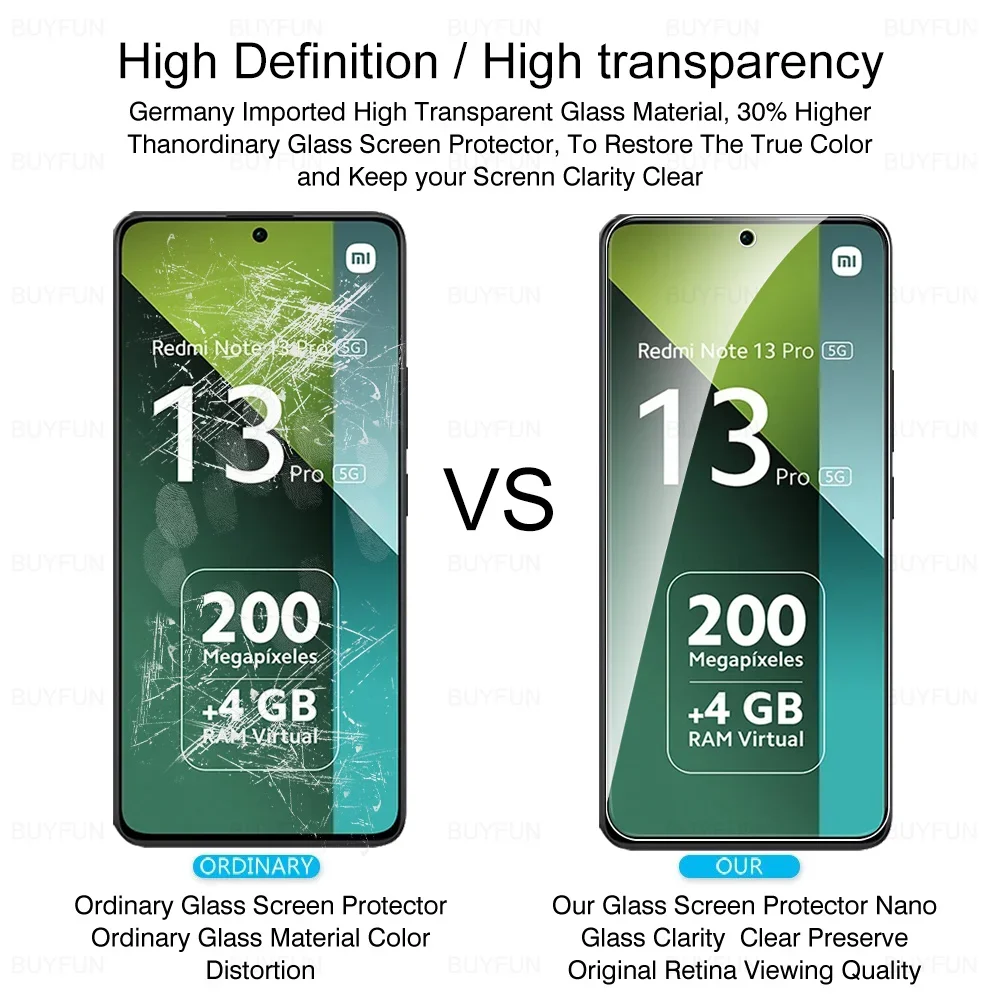 8 in 1 Tempered Glass For Redmi Note 13 Pro 5G Camera Glass Xiaomi Note13 14 Note14 13Pro Note13Pro 4G HD Lens Screen Protector