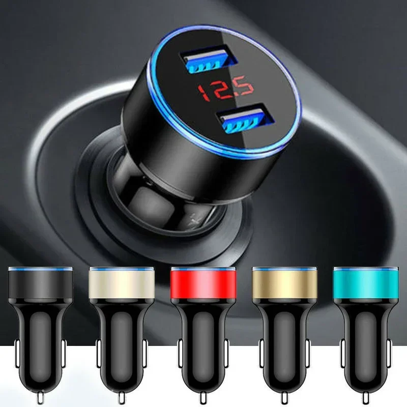 5V 3.1A Car Charger Dual USB QC Adapter Cigarette Lighter LED Voltmeter For All Types Of Mobile Cell Phones Quick Charge