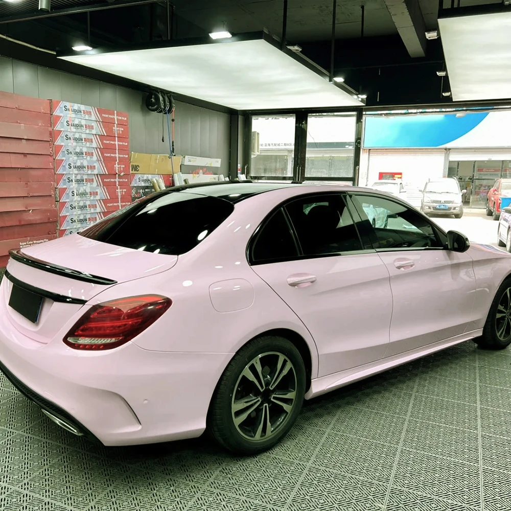 Platinum Begonia Powder Car Sticker Wrap Vinyl Film Color Change PET Bubble Free Film PVC Car Accessories Interior Exterior
