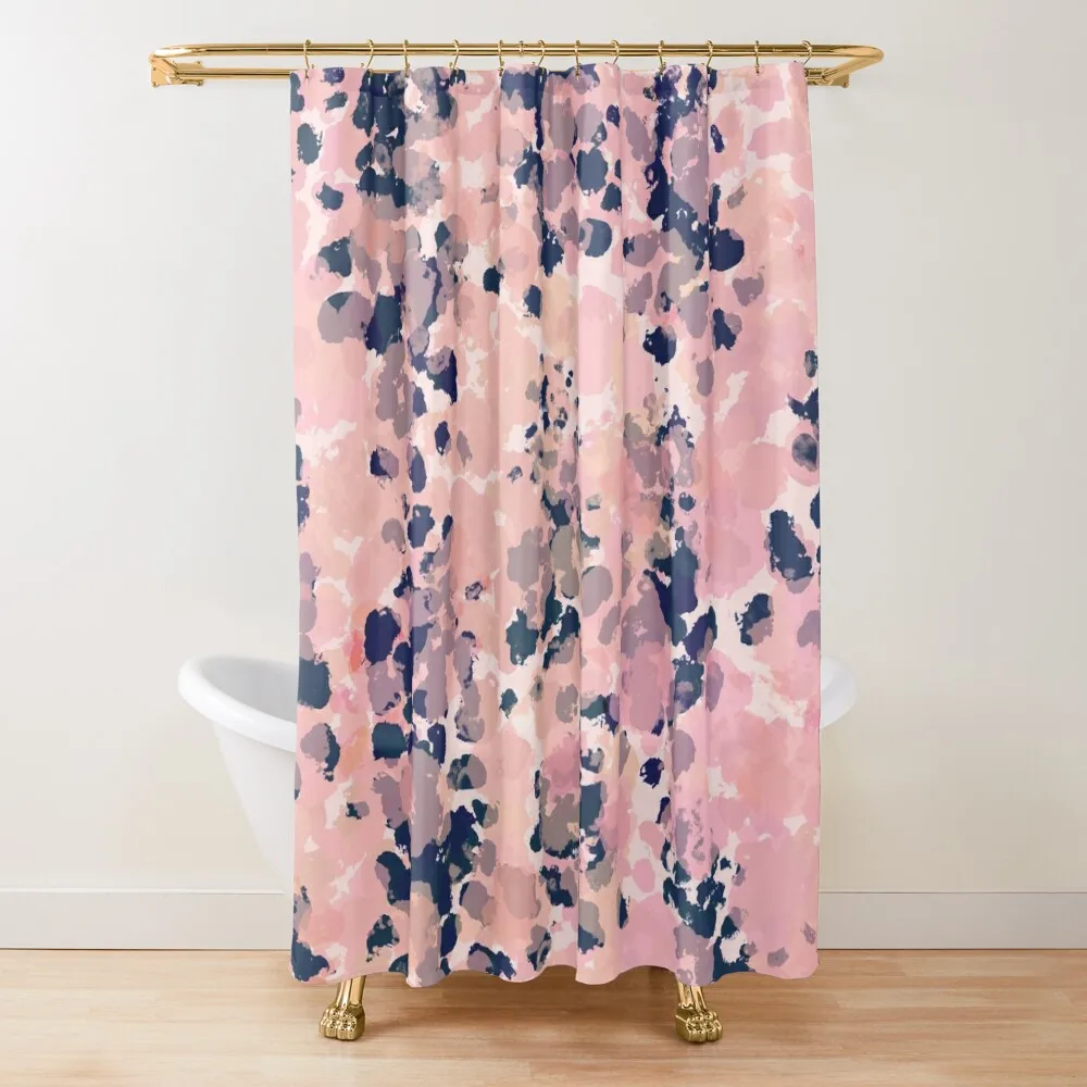 

Smudgy Painted Abstract Pattern in Navy Blue, Pink, Taupe, and Blush Shower Curtain Bathroom Accessory For Bathroom Curtain