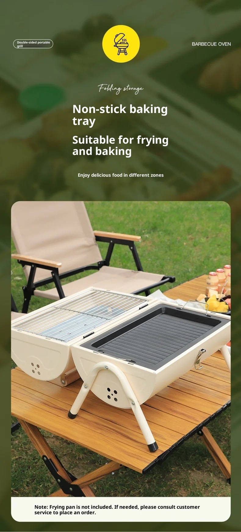 Multi-functional Charcoal Grill with Chimney, Thickened Design, Suitable for Home and Outdoor Use