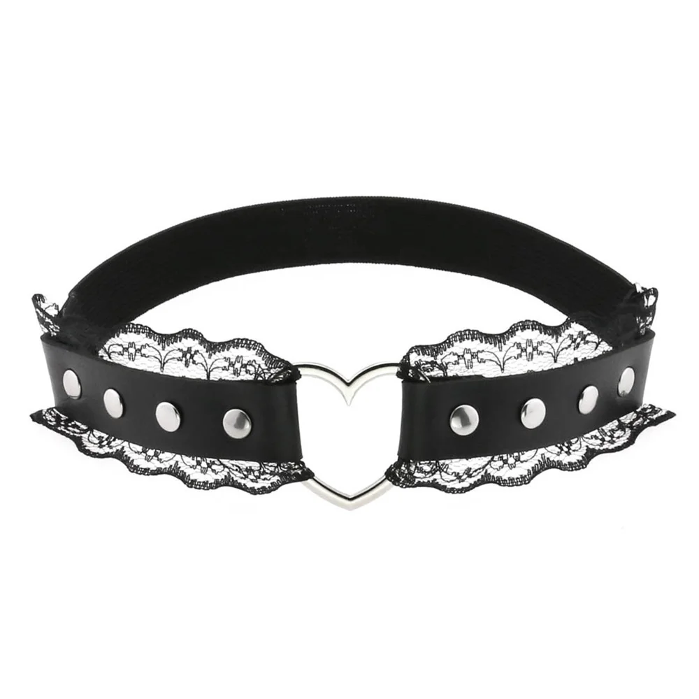 2024 Round Heart Women Sexy Lingerie Gothic PU Leather Leg Chains Elastic Suspender Punk Strap Leg Ring Body Jewelry Thigh Girl