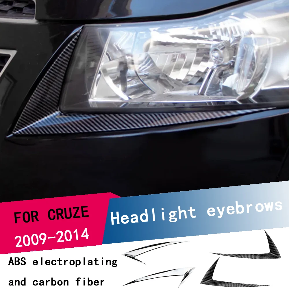 2 Stück ABS Auto-Scheinwerfer-Augenbrauenabdeckung Aufkleber Zierleiste für Chevrolet Cruze Limousine Schrägheck 2009 - 2014 Auto-Zubehör