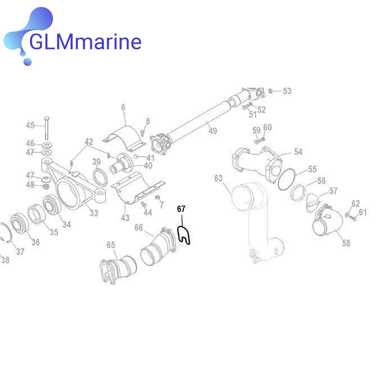 21802 Exhaust Y-Pipe Gimbal Seal Gasket O-ring For MerCruiser Alpha 1 Bravo 1 2 3 Replace SEI Marine 9F-116-07 GLM 86217