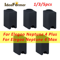 1/3/5PC Silicone Socks For Elegoo Neptune 4 Plus Heater Block Cover Hotend Heat Insulation Case For Neptune 4 Max,Black Color