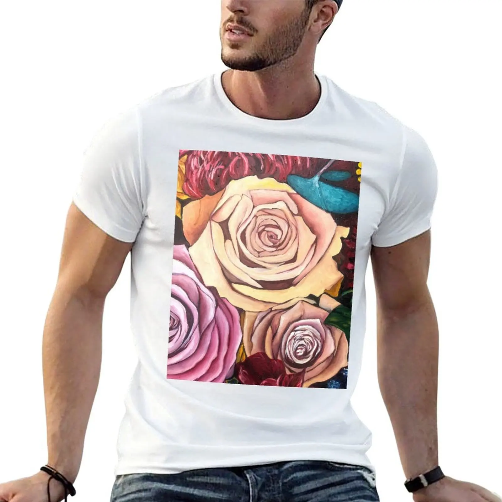 

Flower Oil Painting T-Shirt men t shirt cotton 100% funny t shirts cotton man graphic t shirt T-shirt