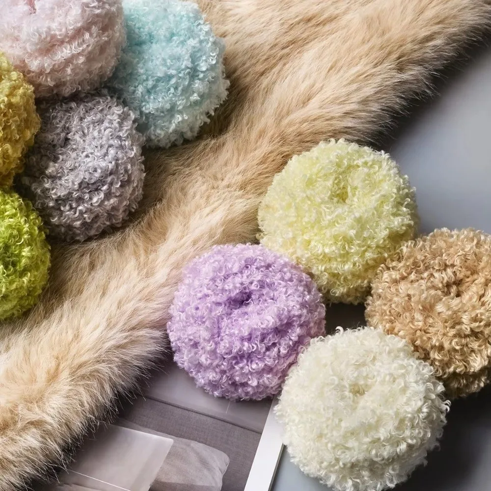 50g Weight Hand-knitting Yarn Material Knitted Structure Circle Yarn Wool Blend Curled Texture Doll Yarn For Scarf