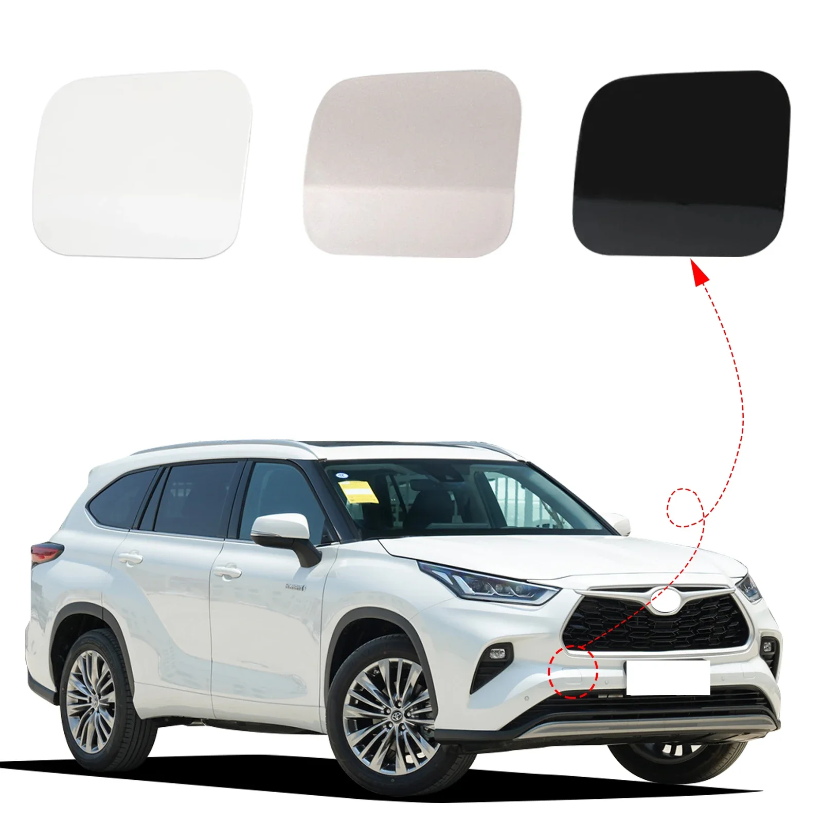 

Front Bumper Tow Hook Cover Cap Towing Eye For Toyota Highlander 2020 2021 2022 2023 Trailer Cover Cap 52127-0E930