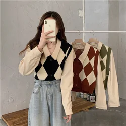 Linge sweater autumn new false two pieces of short-sleeved shirt stitching cardigan slim jacket