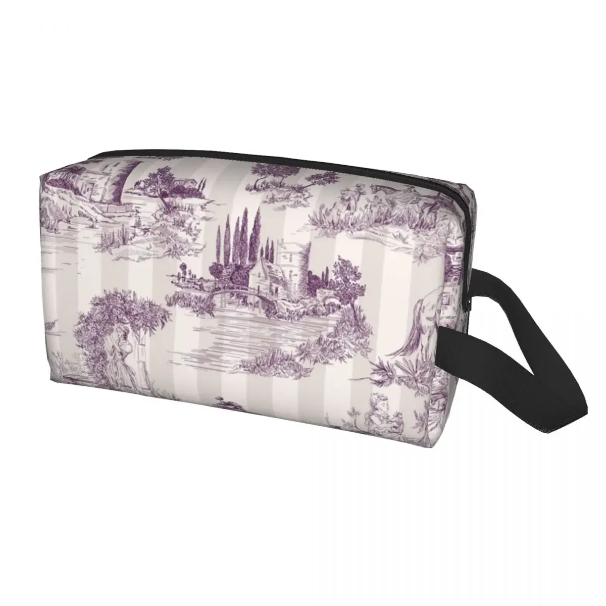 Toile De Jouy Sepia Vintage Parisian Art Design Cosmetic Bag Women Large Capacity Makeup Case Beauty Storage Toiletry Bags