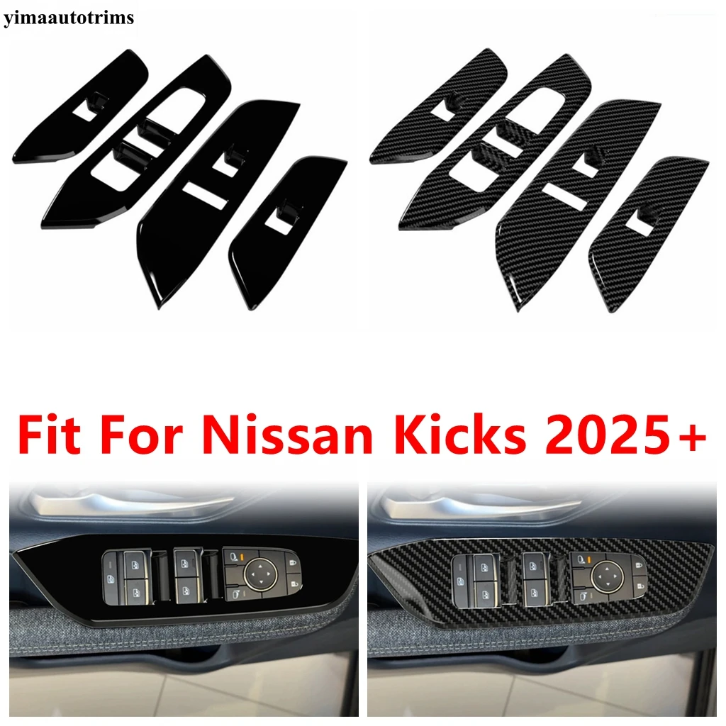 

RHD Inner Door Armrest Window Lift Button Control Panel Cover Trim Black / Carbon Fiber Accessories For Nissan Kicks 2025 2026