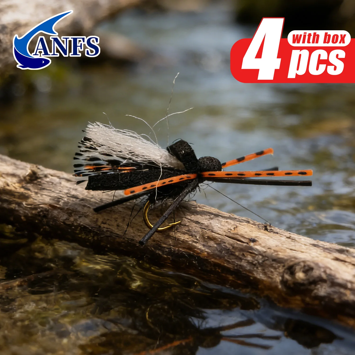 ANFS Moscas de cigarra Savage de espuma negra para pesca - imagen 4