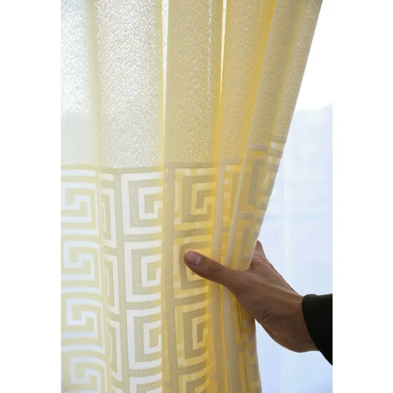 New Classical Herringbone Grid Thickened Translucent Blackout Curtains for Living Room, Bedroom, Balcony Curtains