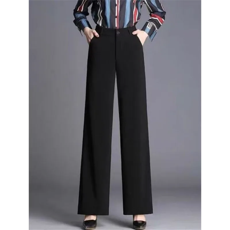 Pantaloni a gamba larga Donna Autunno Inverno Alla moda a vita alta Versatile Pantaloni da ballo slim di mezza età Pantaloni a gamba dritta