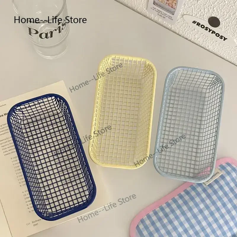 

Desktop Storage Basket INS Metal Sundries Organizer Basket Photocard Case Office Stationery Home Supplies Make Up Sorting Holder