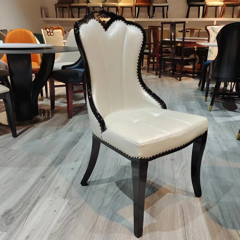 

Small-sized furniture, living room, bedroom Soft Bag Hotel Casual Korean PU Leather Villa Solid Wood Chair