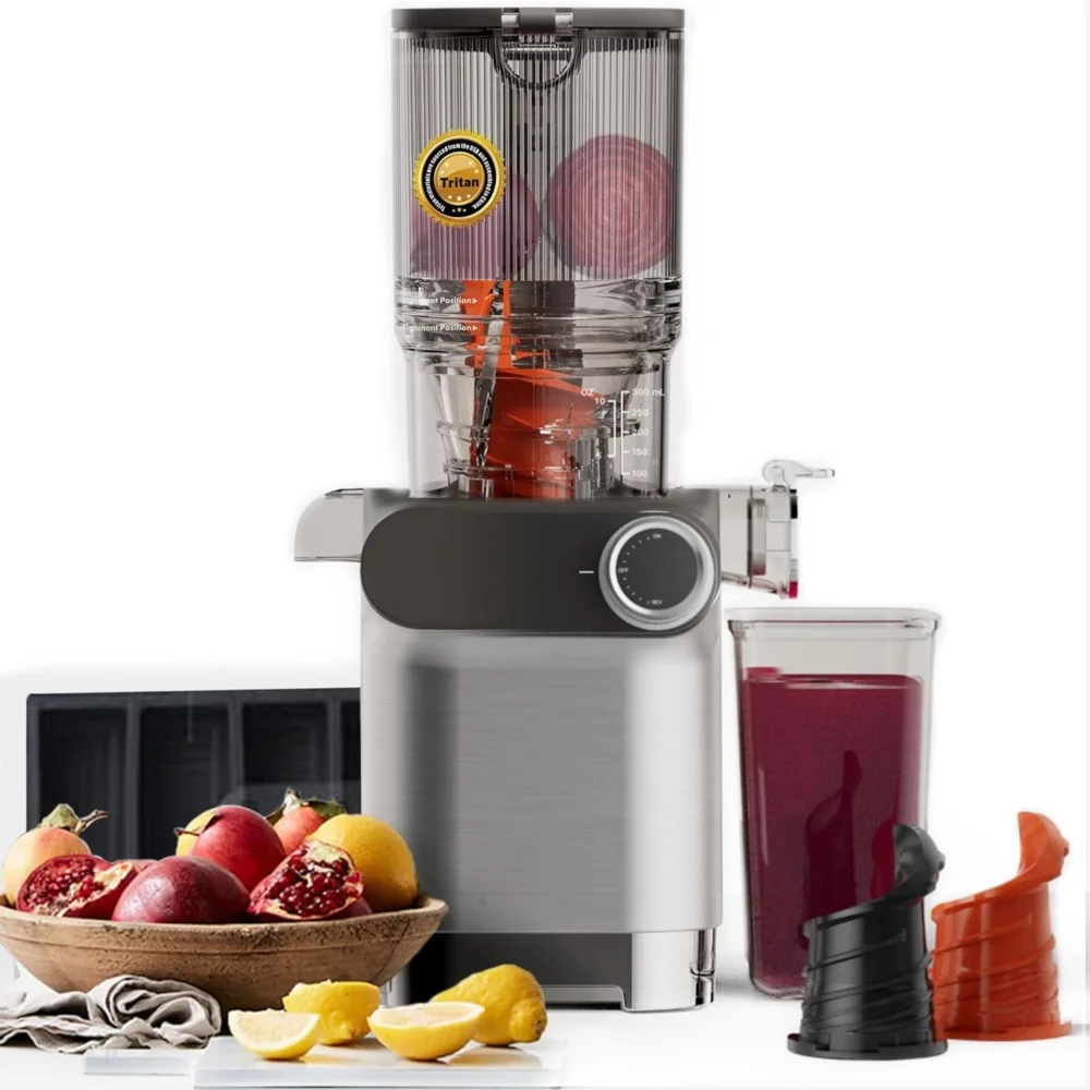 

Juicer Maker with 2 Auger, 4.3" Large Feed Chute Fit, Tritan Materials and Easy To Clean with Brush, Juicers Machine